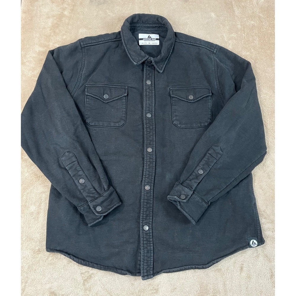 American Giant Shirt Men Size XL Black Heavyweight Button Up Long Sleeve Good